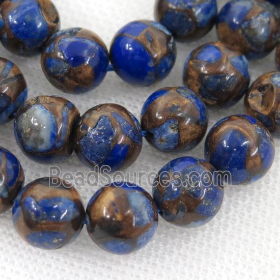 Assembled Lapis Beads, blue, round