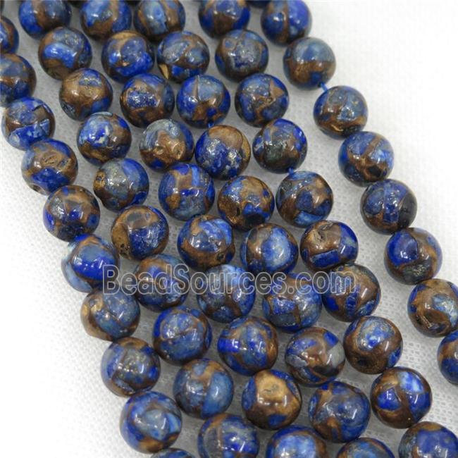 Assembled Lapis Beads, blue, round