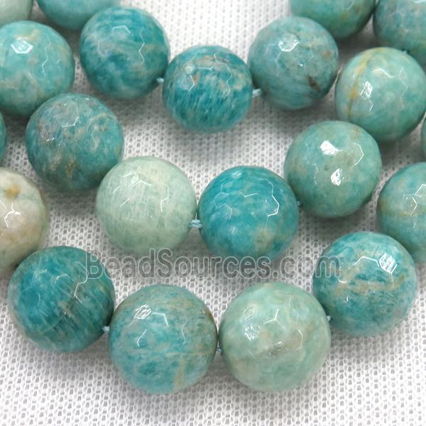 green Amazonite beads, faceted round