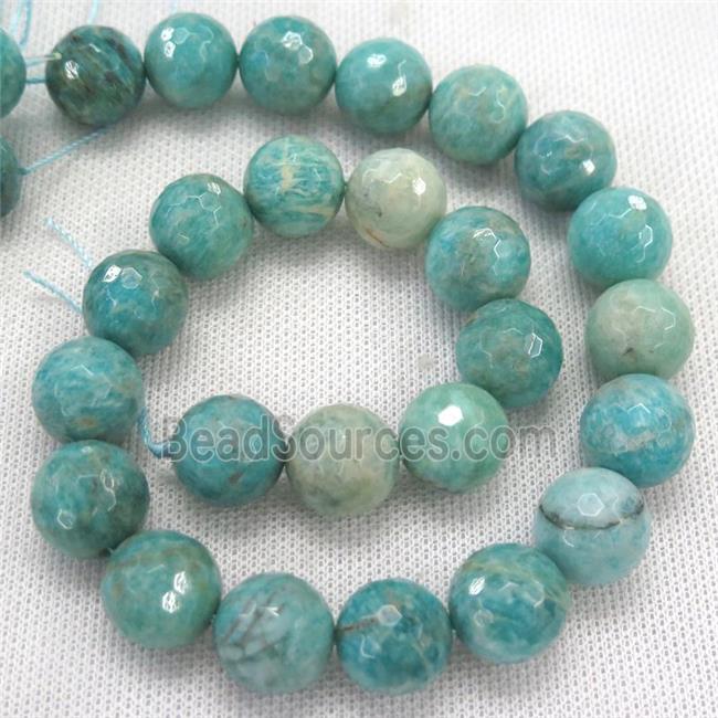 green Amazonite beads, faceted round