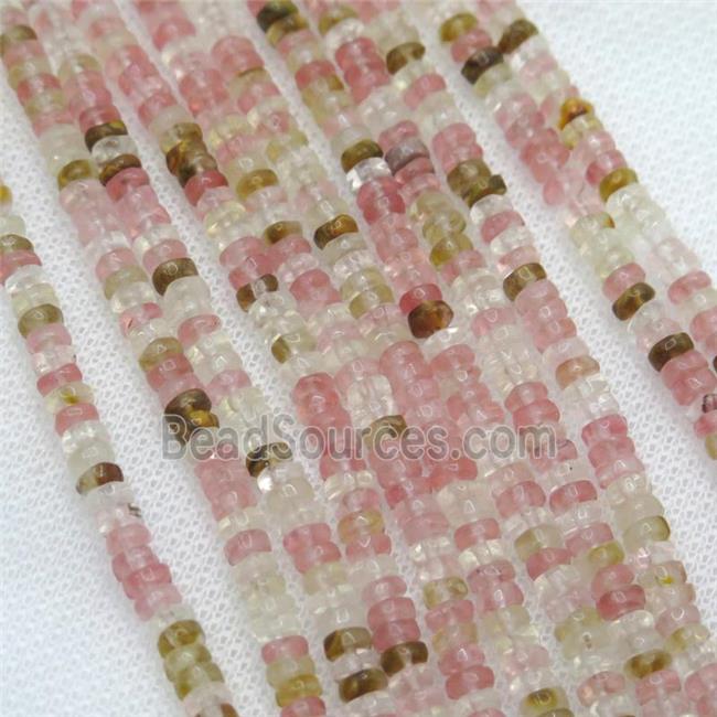 watermelon quartz heishi beads, tigerskin