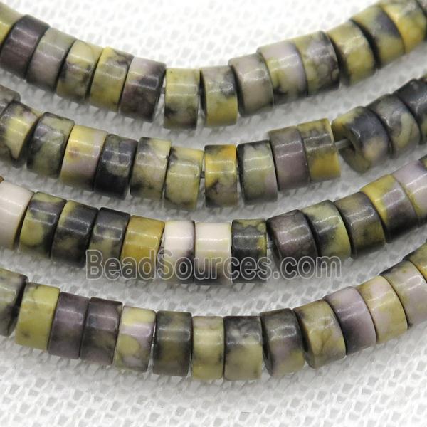 yellow Rainforest jasper heishi beads