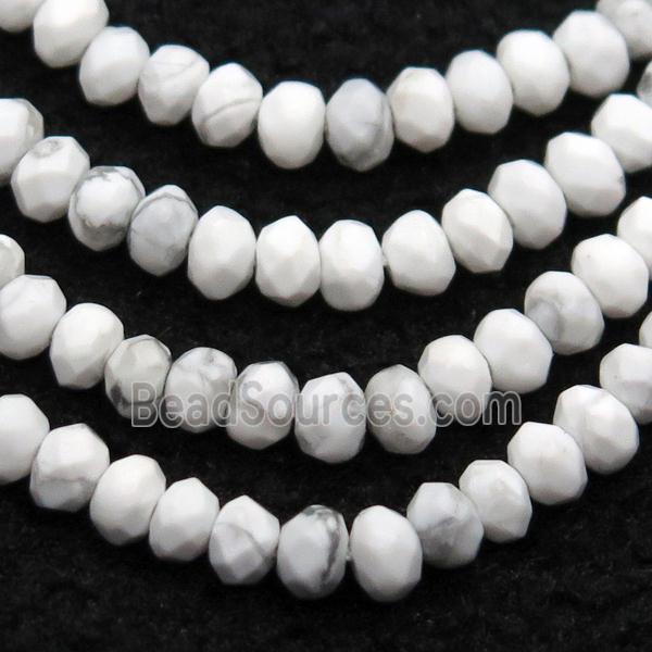 white howlite turquoise beads, faceted rondelle