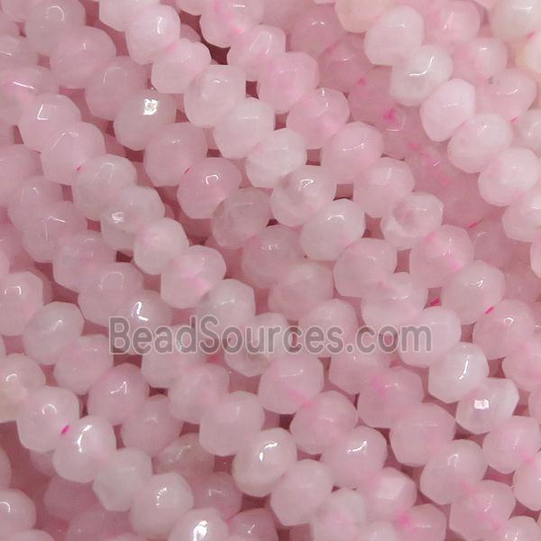 Rose Quartz beads, faceted rondelle