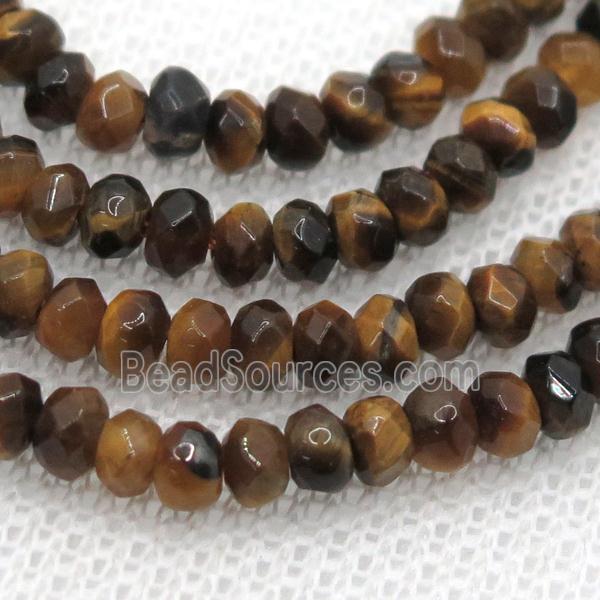 Tiger eye stone beads, faceted rondelle