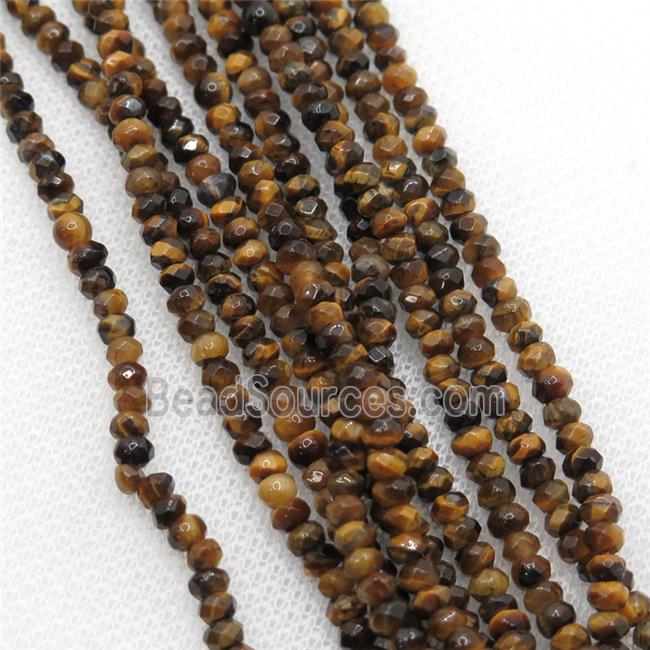 Tiger eye stone beads, faceted rondelle