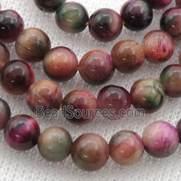 peach Tiger eye stone beads, round