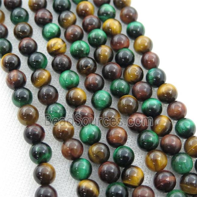 multicolor Tiger eye stone beads, round