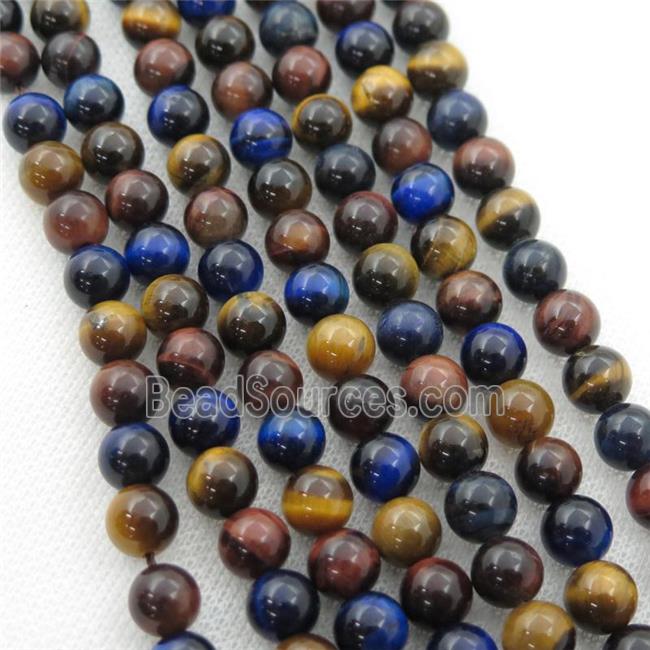 multicolor Tiger eye stone beads, round