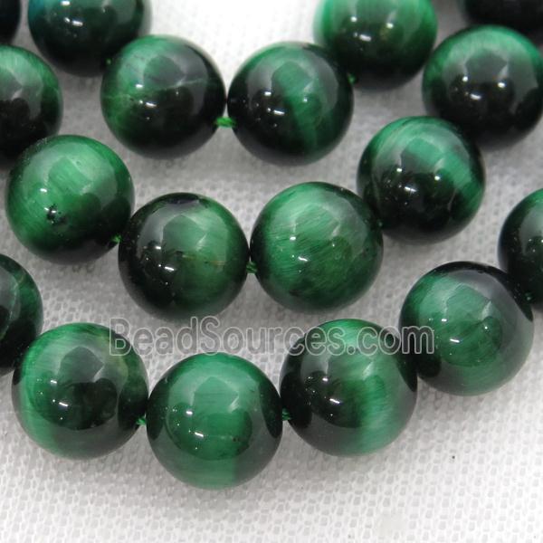 green Tiger eye stone beads, round