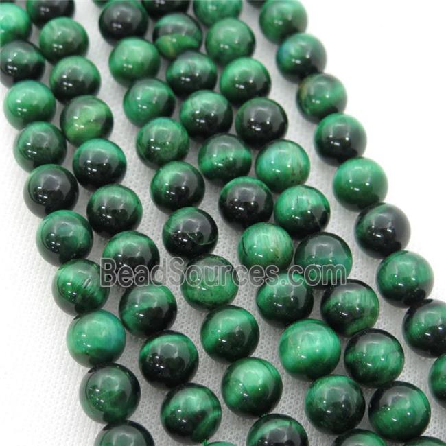 green Tiger eye stone beads, round