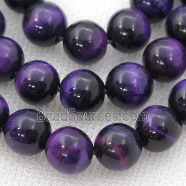 purple Tiger eye stone beads, round