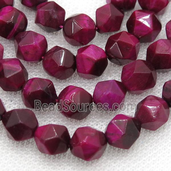 hotpink Tiger eye stone beads, faceted round