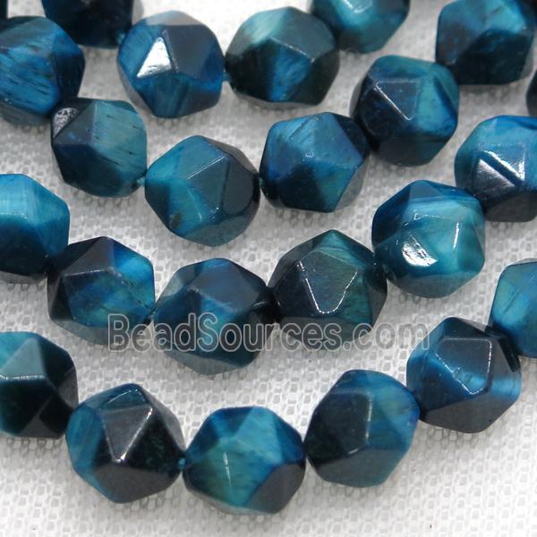 blue Tiger eye stone beads, faceted round