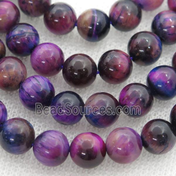 purple Tiger eye stone beads, round