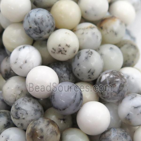 white Moss Opal Stone Beads, round