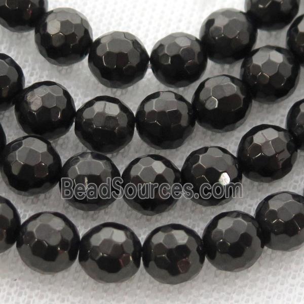 black Coal Crystal Beads, faceted round