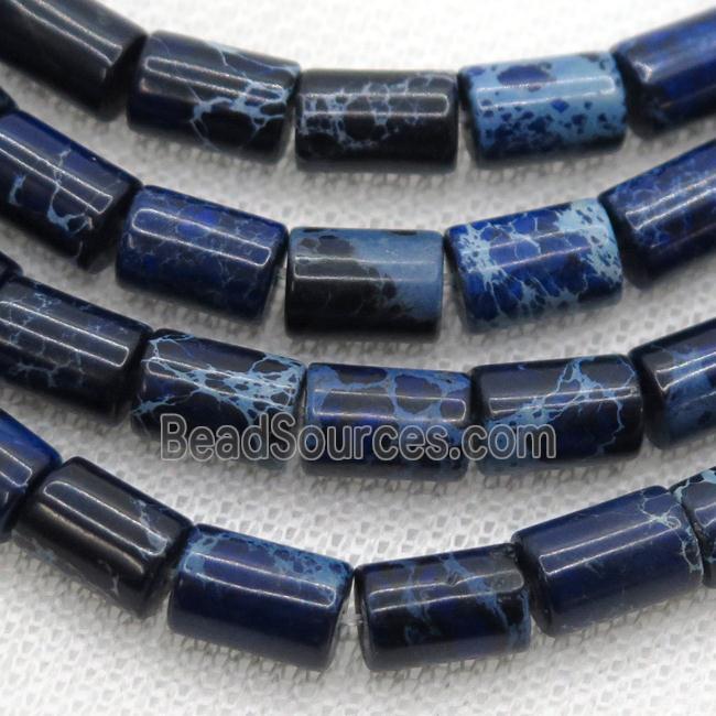 royal blue Imperial Jasper tube beads