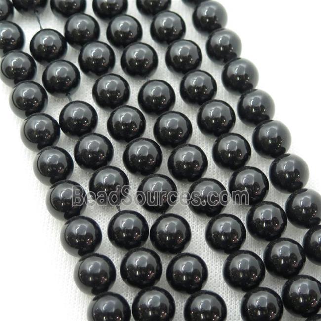 round black Tourmaline Beads