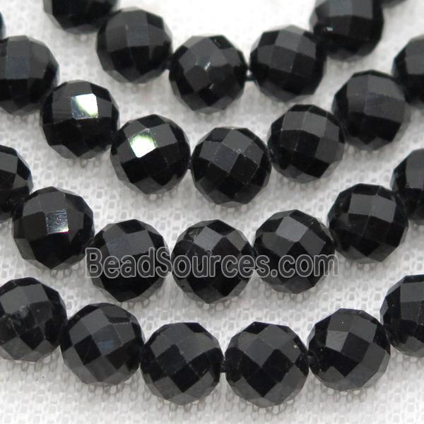 black Tourmaline Beads, faceted round