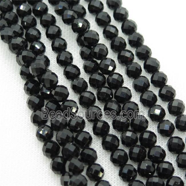 black Tourmaline Beads, faceted round