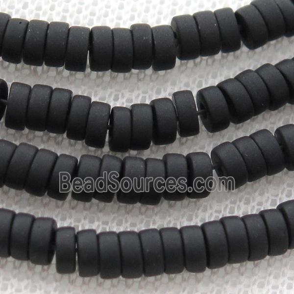 black jasper heishi beads, matte