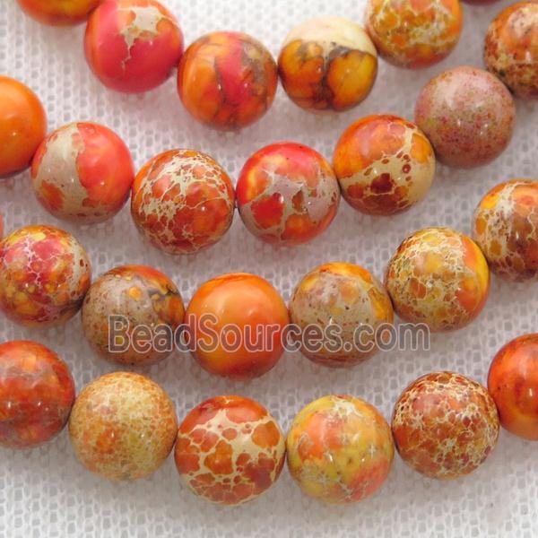 orange Imperial Jasper beads, round