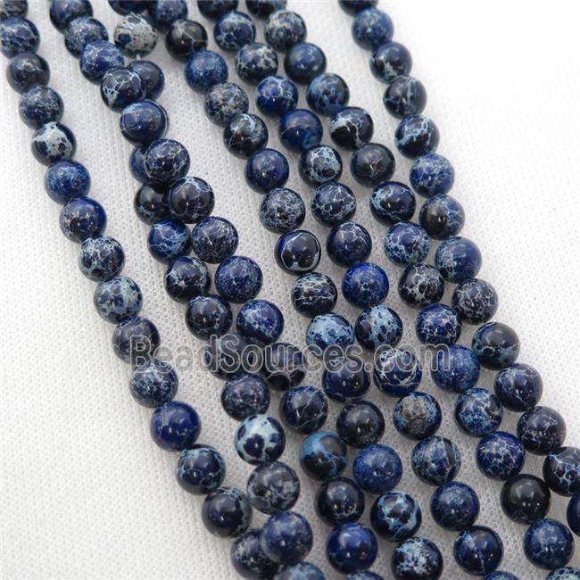 royal blue Imperial Jasper beads, round