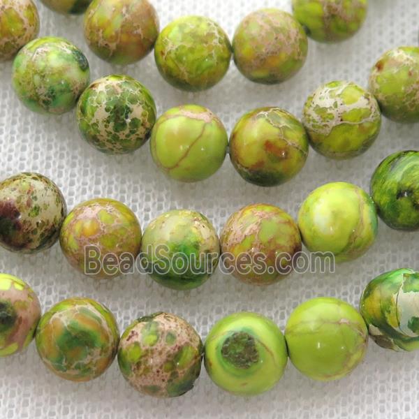 olive Imperial Jasper beads, round