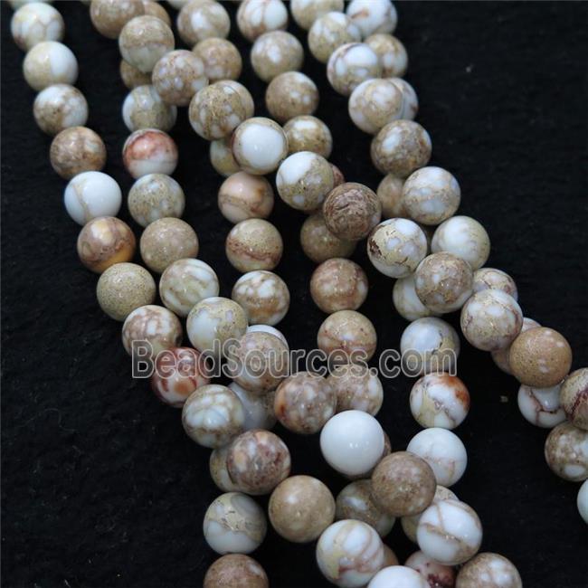 white Imperial Jasper beads, round, natural color