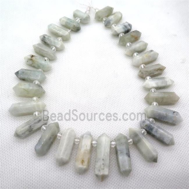 white MoonStone bullet beads