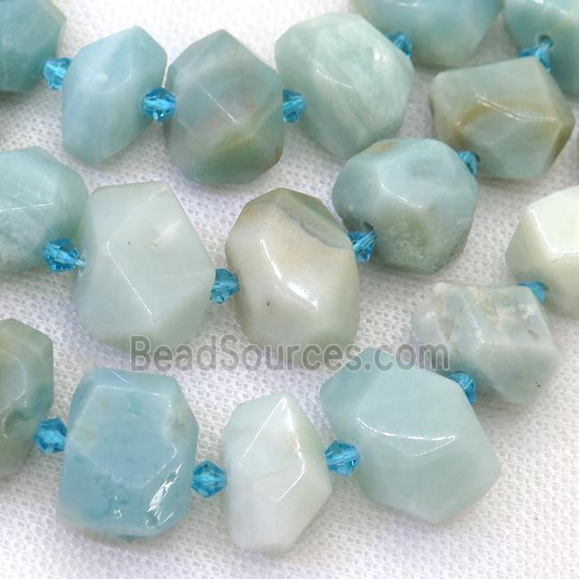 Chinese Amazonite beads, faceted freeform