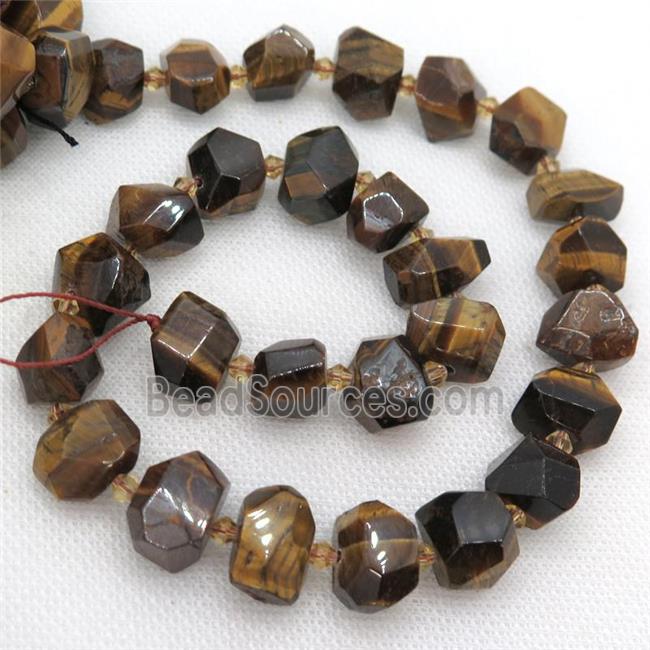 Tiger eye stone nugget beads, faceted freeform