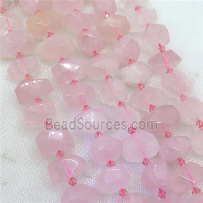 Rose Quartz nugget beads, faceted freeform