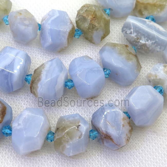 blue lace agate nugget beads, faceted freeform