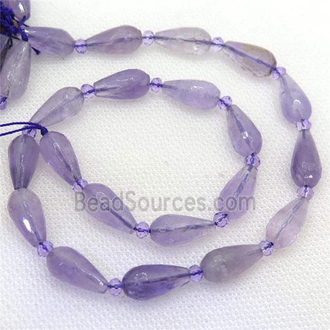 lt.purple Amethyst beads, faceted teardrop