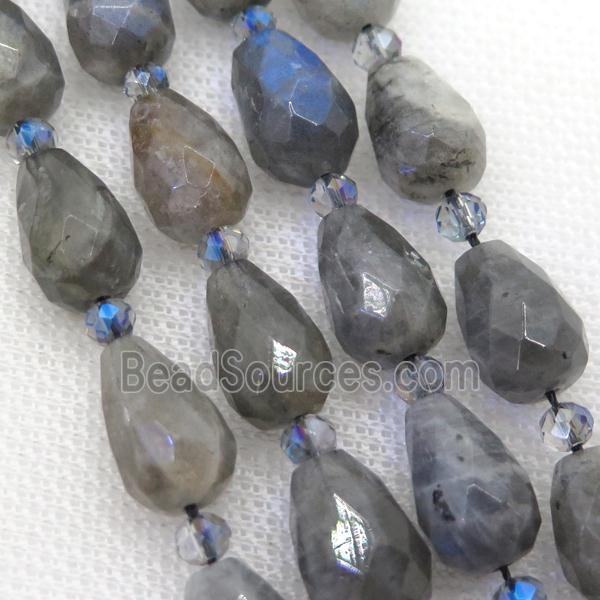 Labradorite beads, faceted teardrop