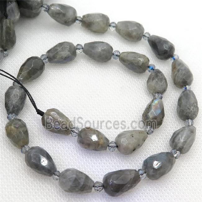 Labradorite beads, faceted teardrop