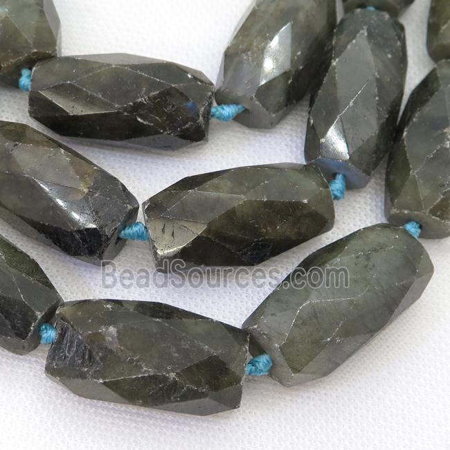 Labradorite beads, faceted barrel