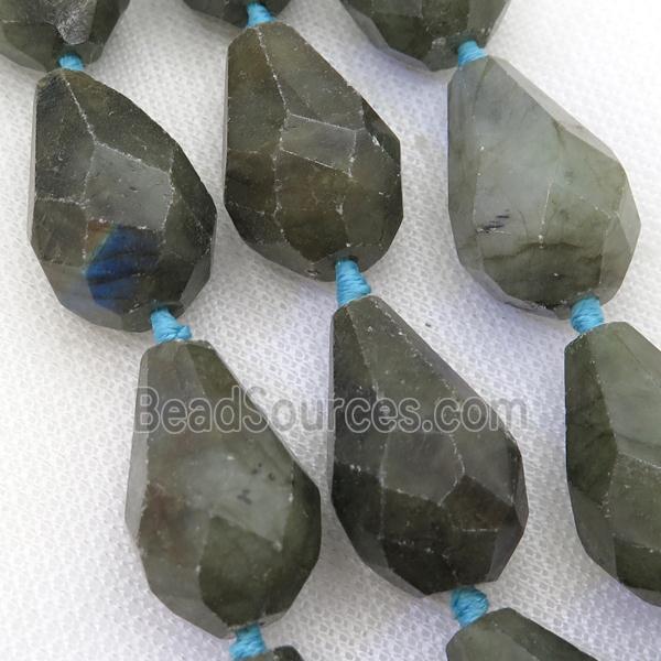 Labradorite beads, faceted teardrop