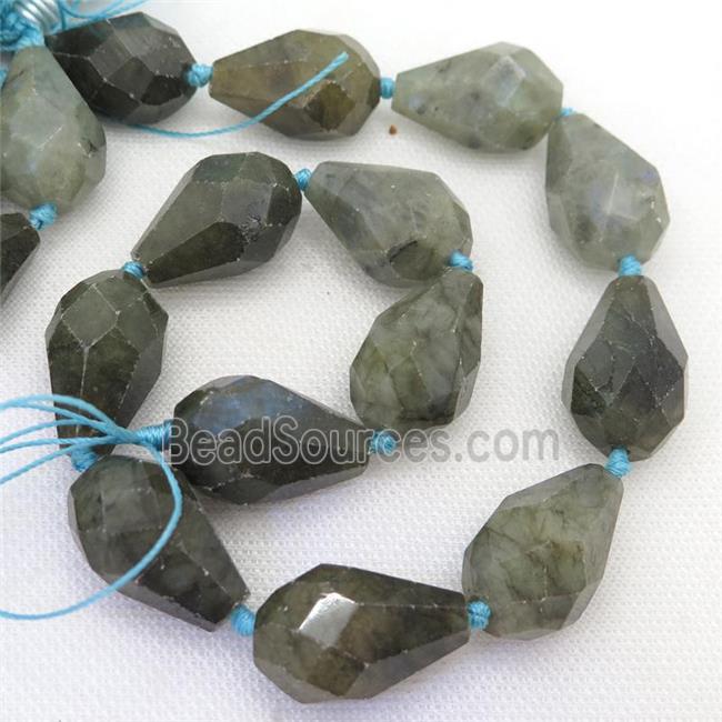 Labradorite beads, faceted teardrop