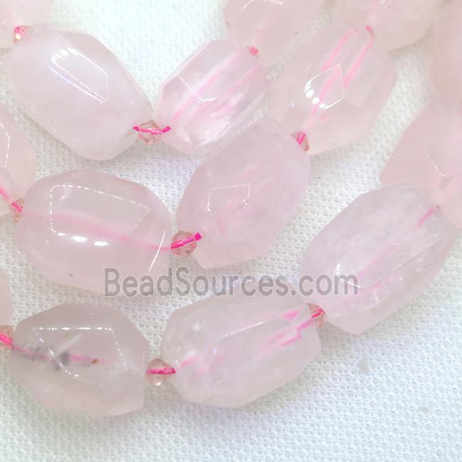 Rose Quartz nugget beads, faceted freeform