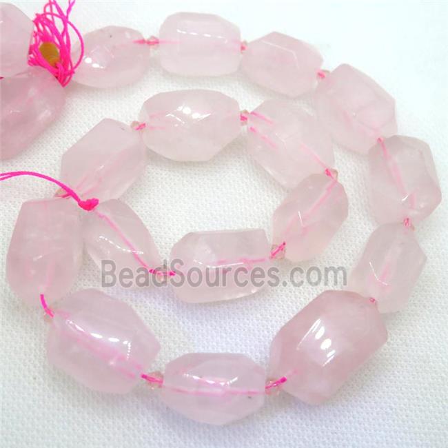 Rose Quartz nugget beads, faceted freeform