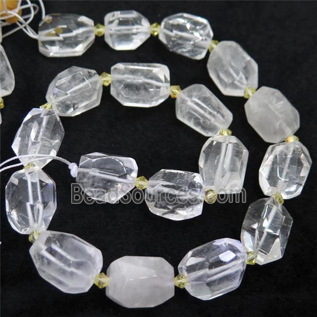 Clear Quartz nugget beads, faceted freeform