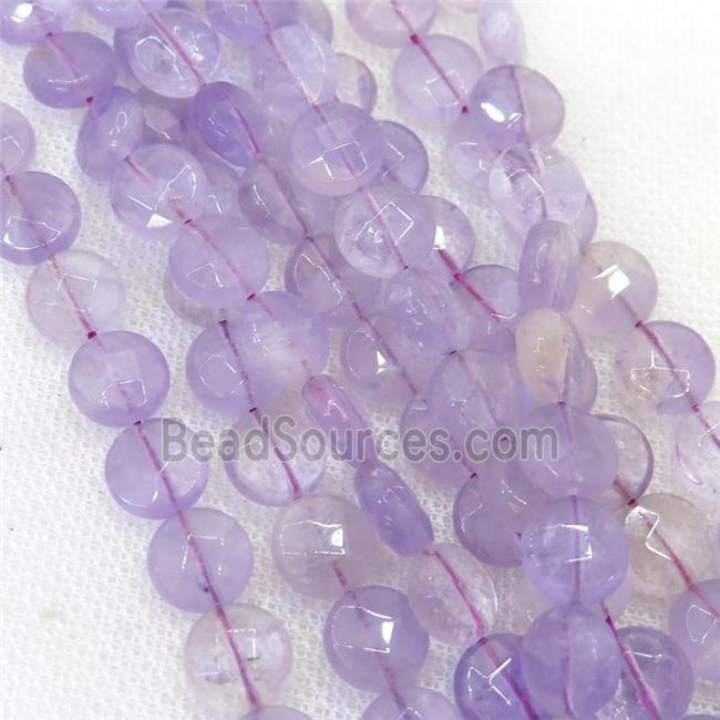 Amethyst beads, faceted circle