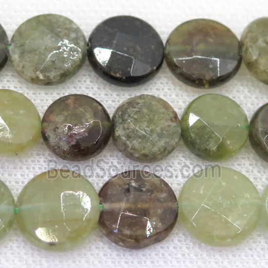 green Garnet beads, faceted circle