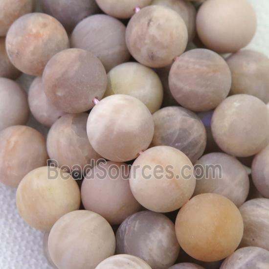 round peach moonstone beads, matte