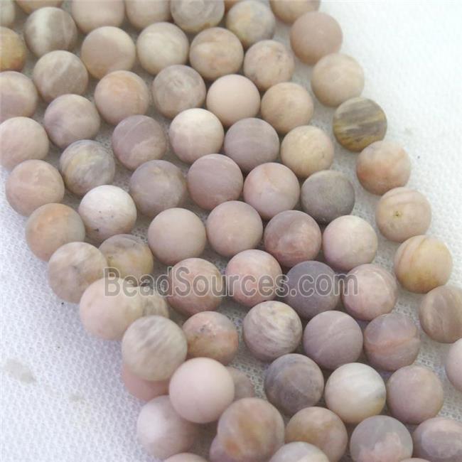 round peach moonstone beads, matte