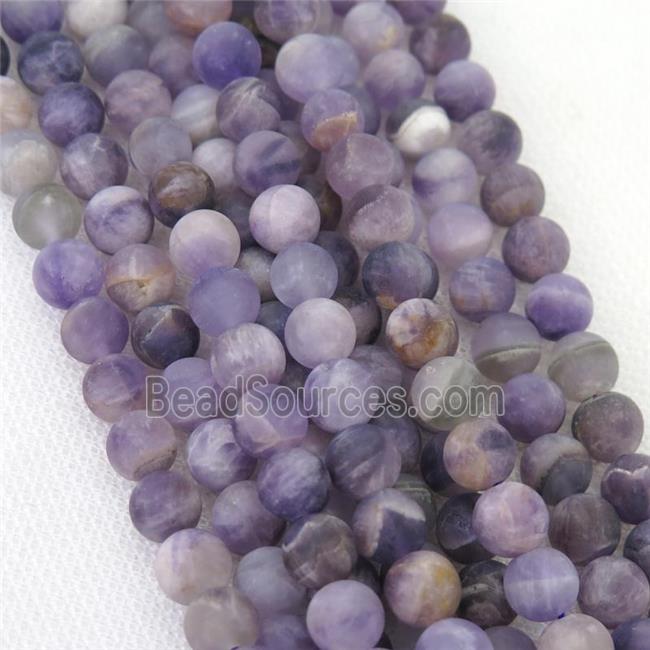 round purple dogtooth Amethyst beads, matte