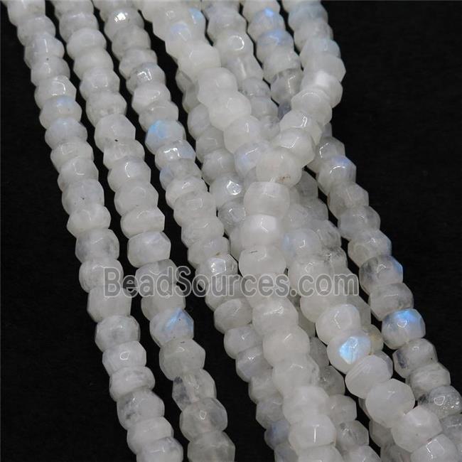 white MoonStone beads, faceted rondelle